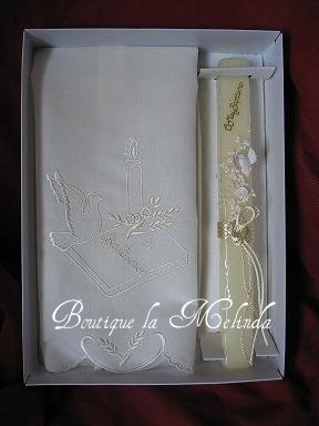 COFFRET SERVIETTE + BOUGIE "Meu Baptismo"