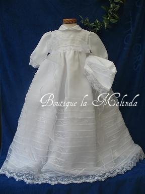 Robe Traditionnelle  avec bonnet assorti ALICIA BAPTEME VETEMENT BLANC MINIATURE - BOUTIQUE LA MELINDA